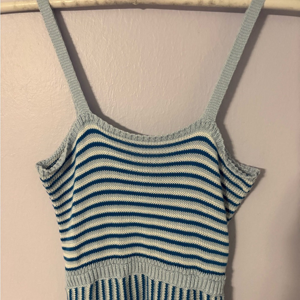 SHEIN Blue and White Striped Crochet Dress - Picture 5 of 12
